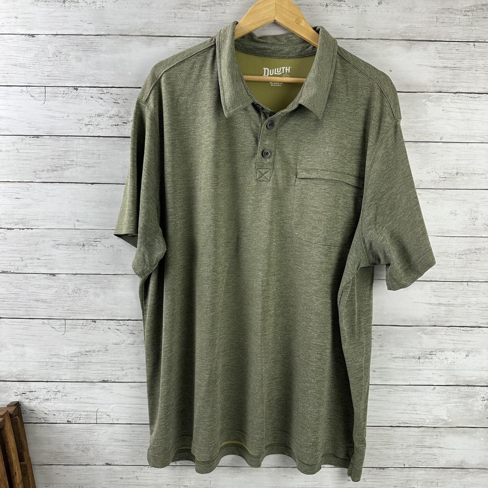 Duluth Trading Mens Green Short Sleeve Polo Size 2XL Relaxed Fit