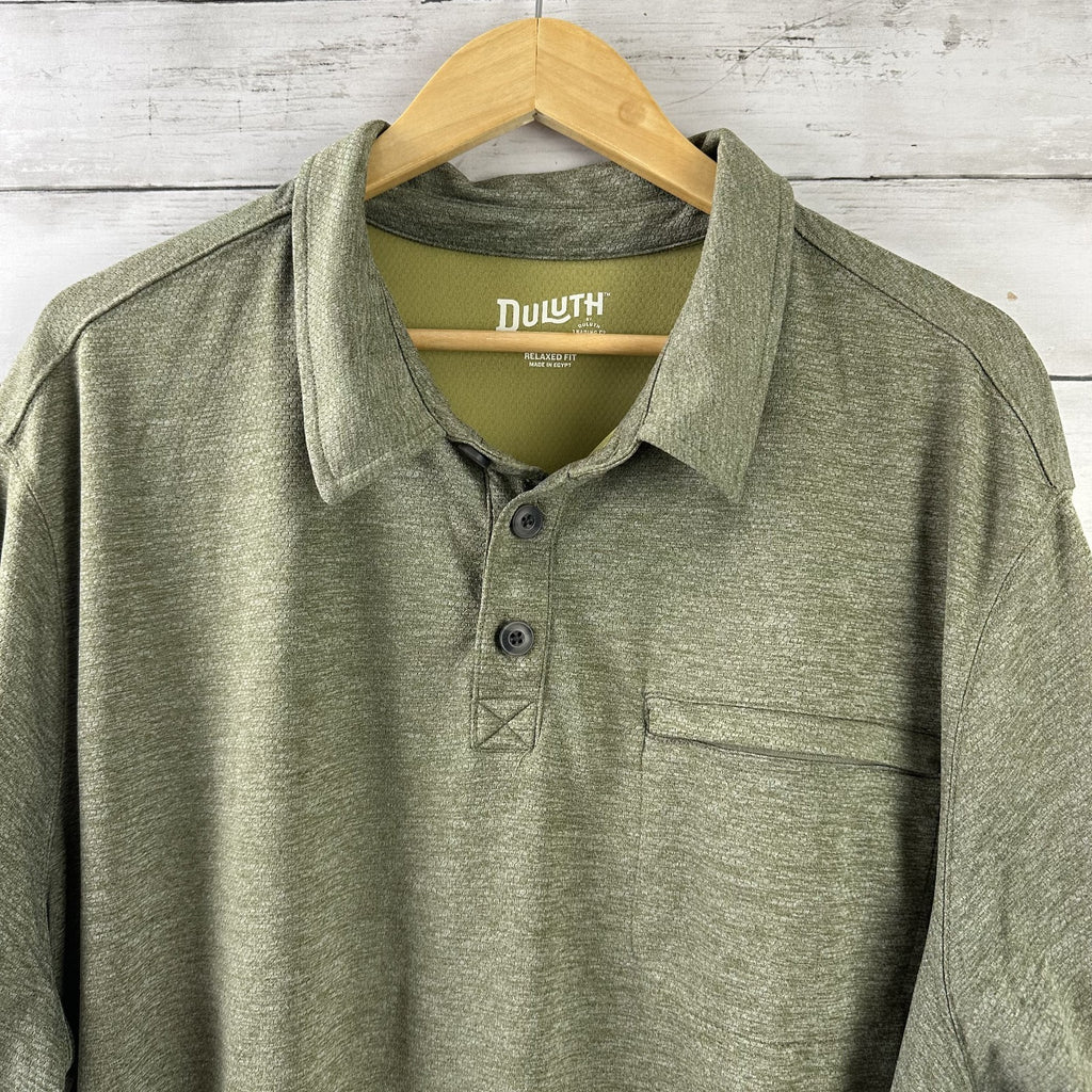 Duluth Trading Mens Green Short Sleeve Polo Size 2XL Relaxed Fit