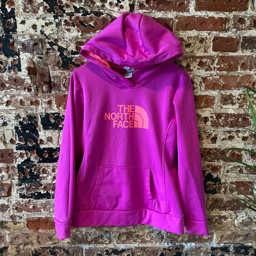 North Face Womens Large Pink logo Hoodie Sweatshirt Pullover Outdoor