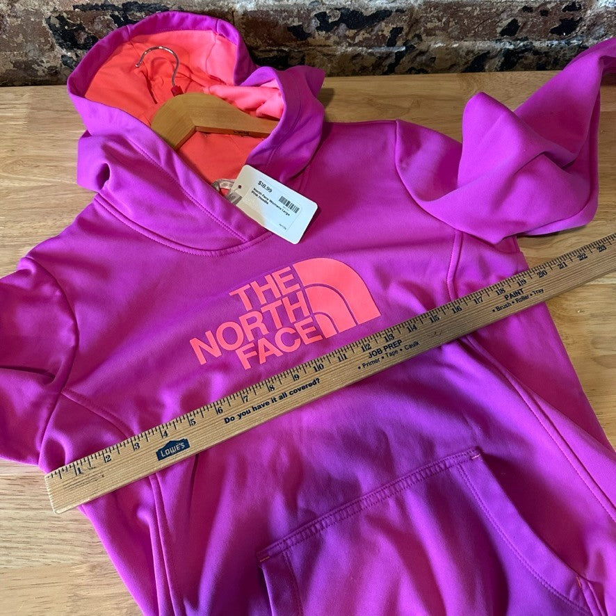North Face Womens Large Pink logo Hoodie Sweatshirt Pullover Outdoor