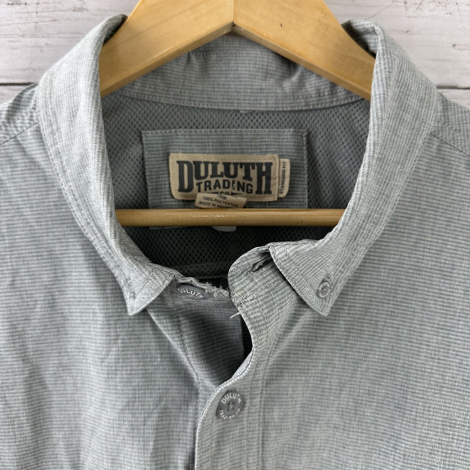Duluth Trading Co Mens Large Short Sleeve Work Shirt Standard Fit Gray