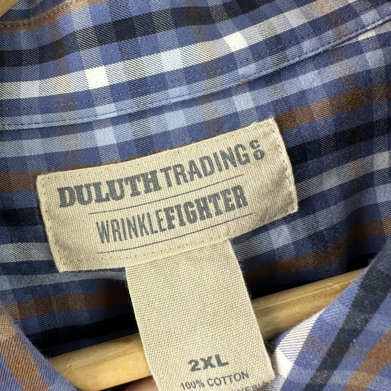 Duluth Trading Casual Button up Shirt Mens 2XL Long sleeve Blue Plaid Outdoor
