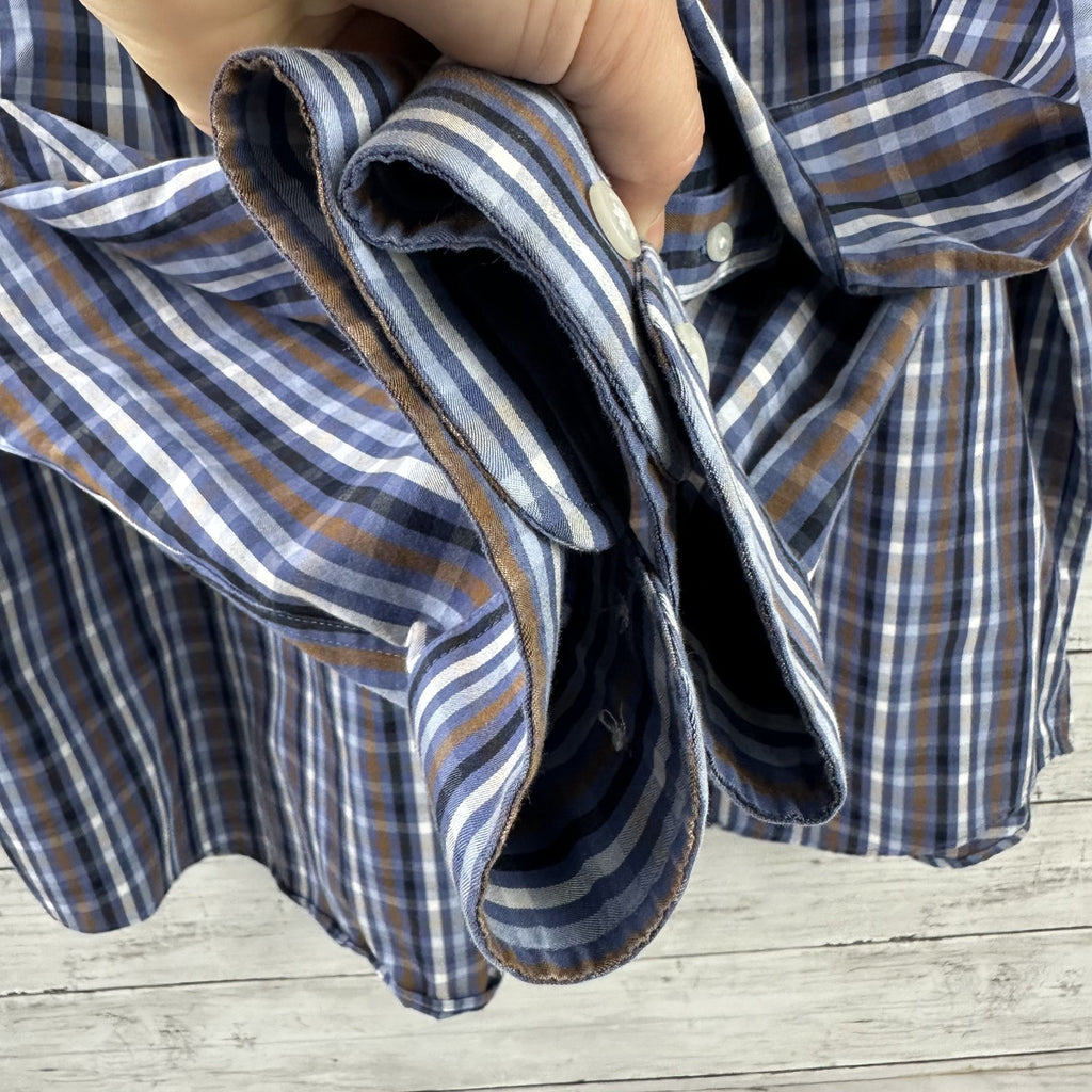 Duluth Trading Casual Button up Shirt Mens 2XL Long sleeve Blue Plaid Outdoor