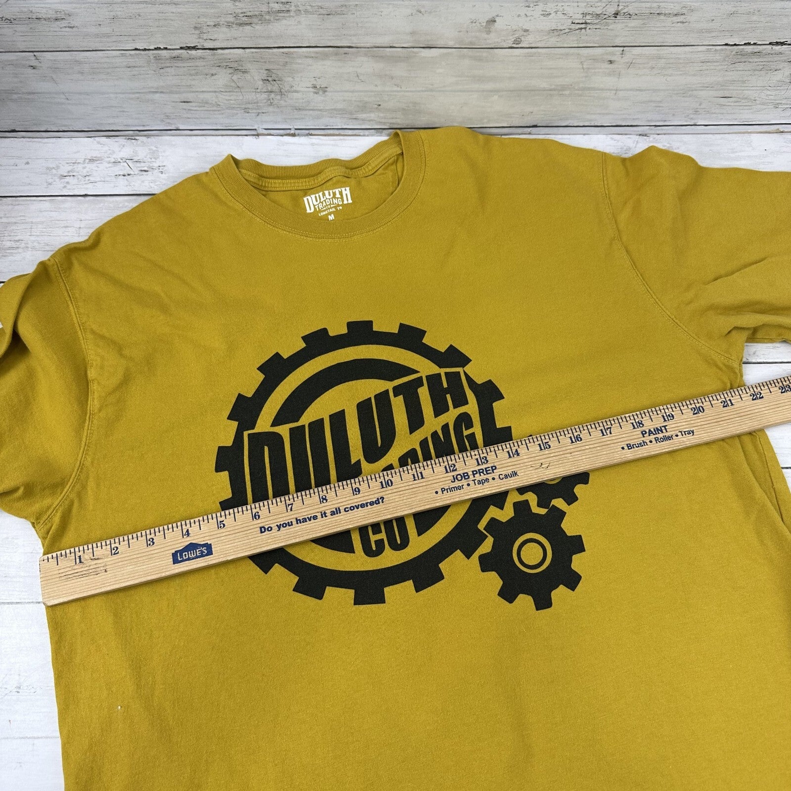 Duluth Trading Co Shirt Mens Medium Mustard Yellow Longtail T Gears Tee Outdoors