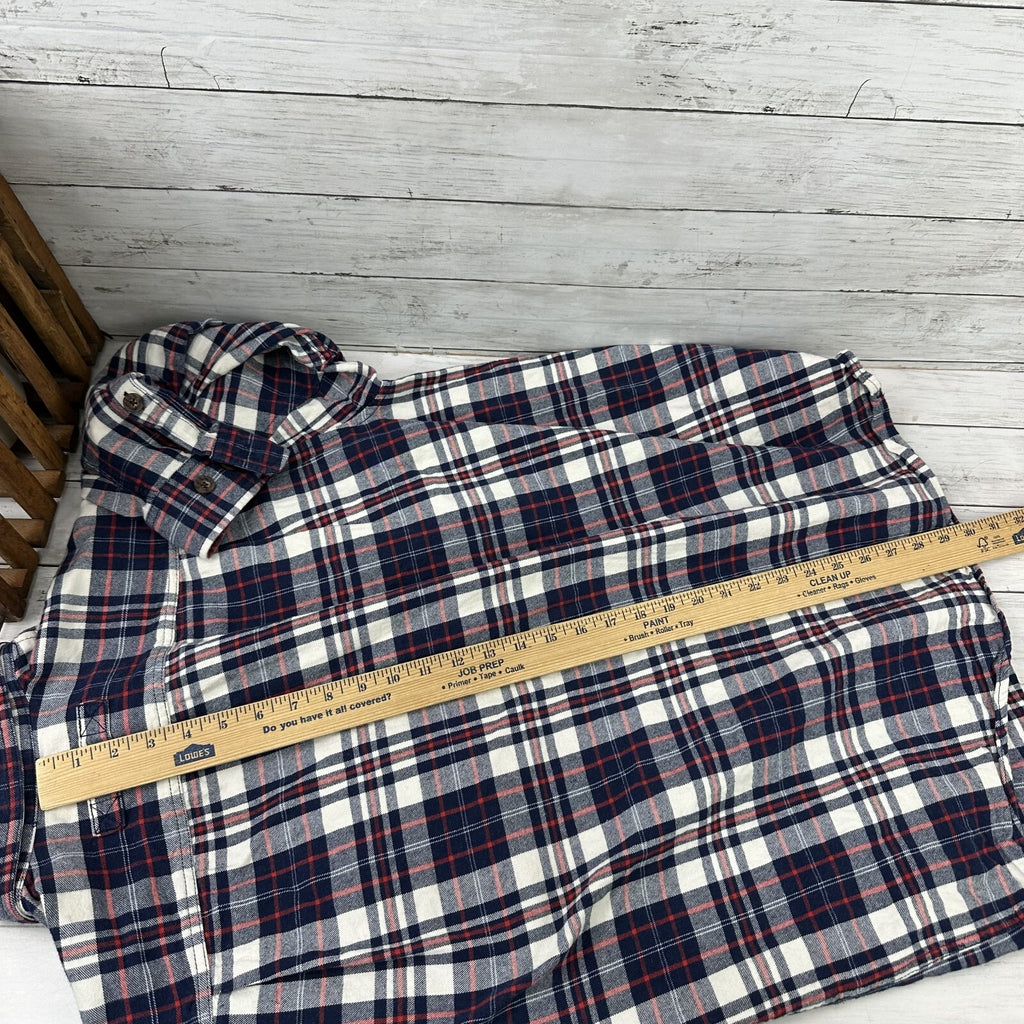 Duluth Trading Co Men’s Large Cotton Blue Red Plaid Long Sleeve Flannel Shirt