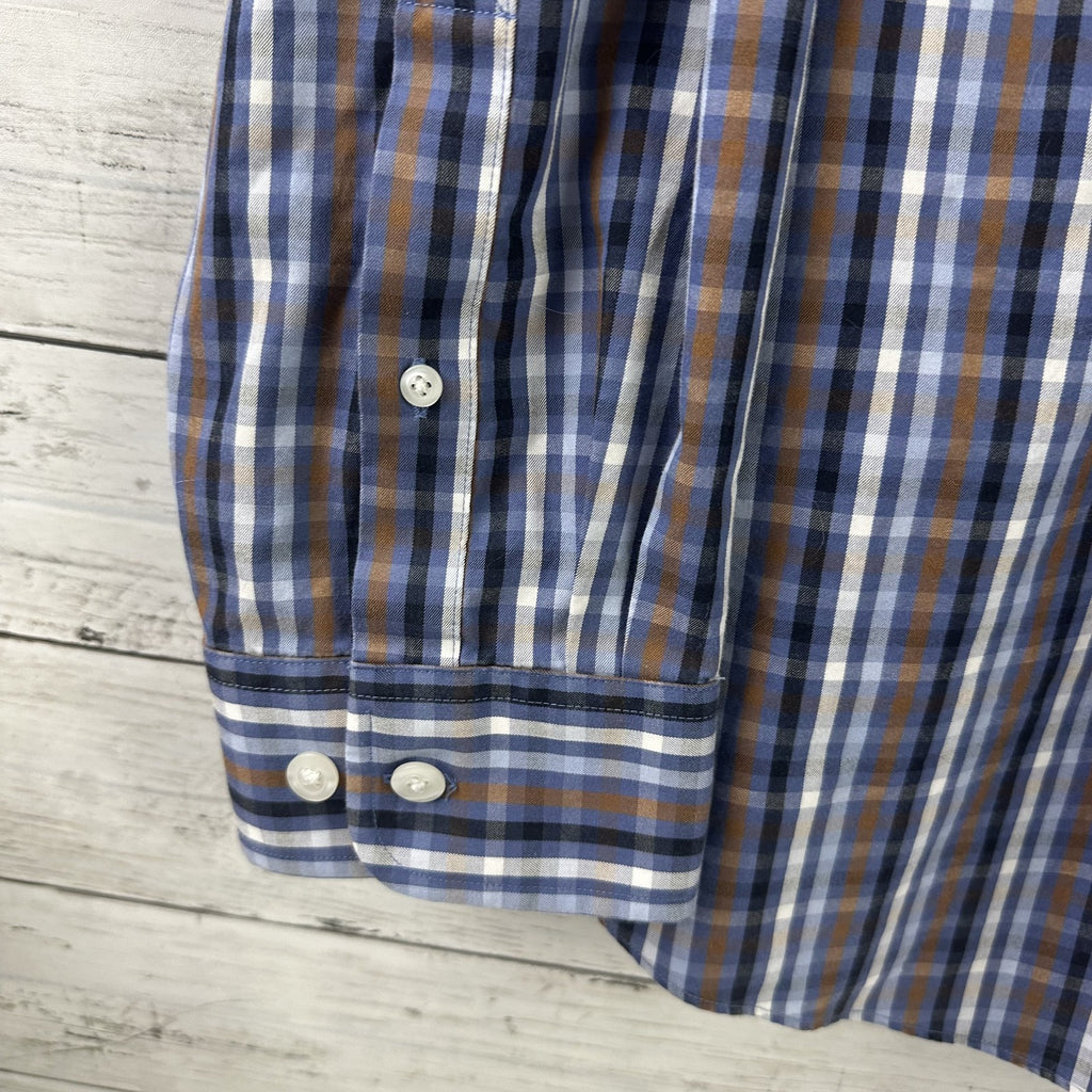 Duluth Trading Casual Button up Shirt Mens 2XL Long sleeve Blue Plaid Outdoor
