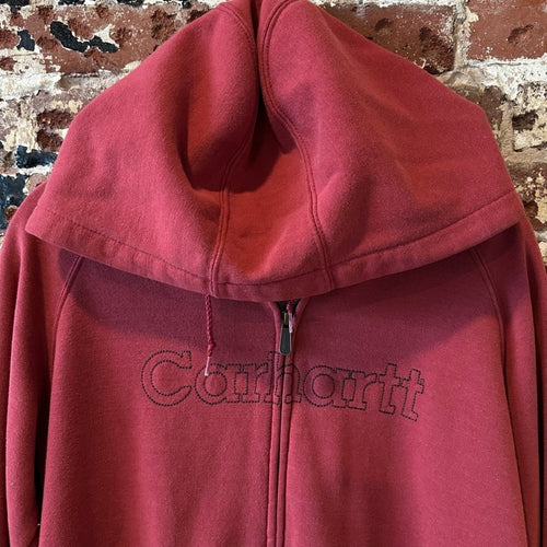 Carhartt Full Zip Hoodie Womens Large Red Sweatshirt Casual Spellout