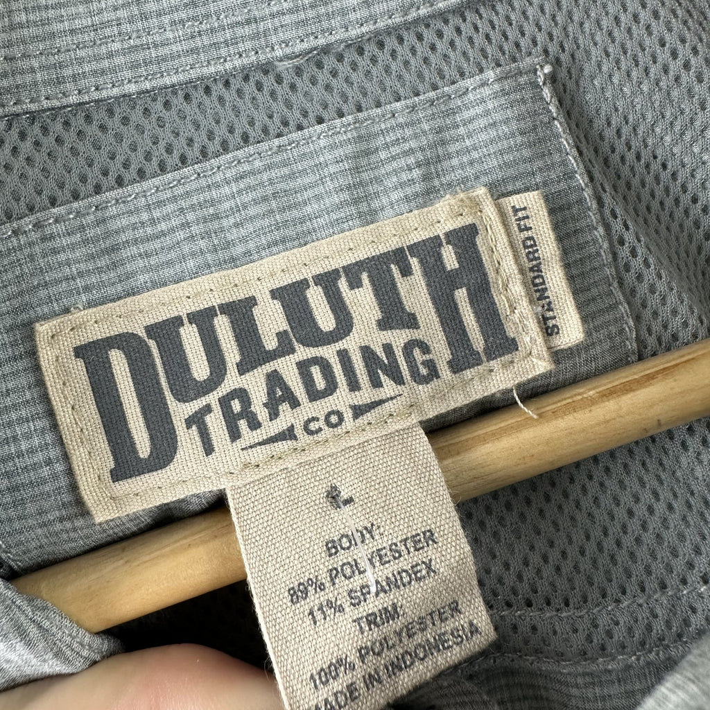 Duluth Trading Co Mens Large Short Sleeve Work Shirt Standard Fit Gray