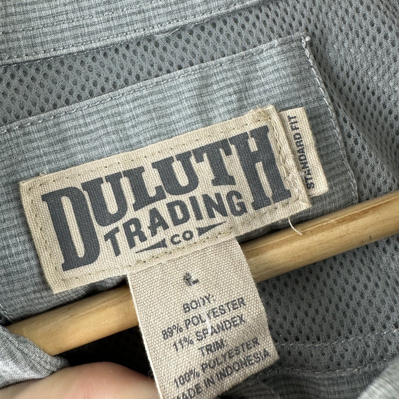 Duluth Trading Co Mens Large Short Sleeve Work Shirt Standard Fit Gray