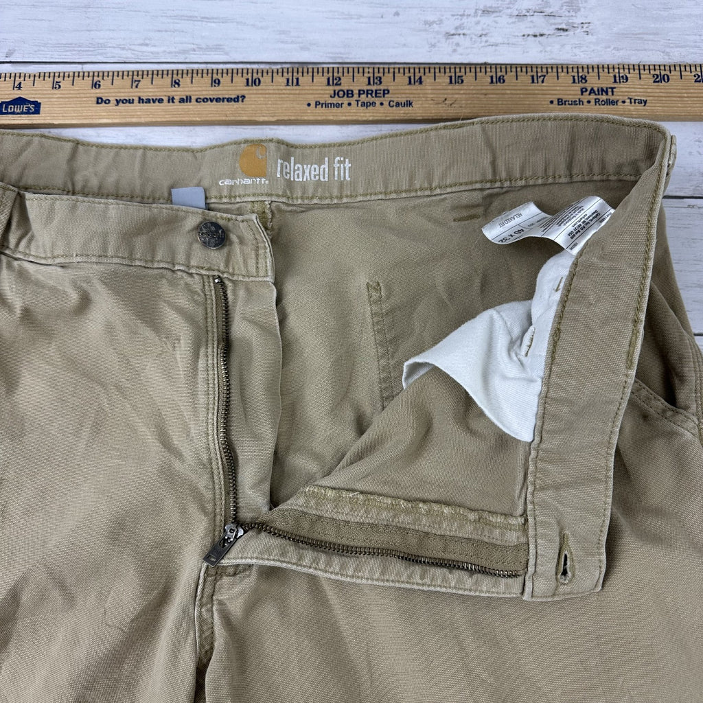 Carhartt Relaxed Fit Utility Pants Size 40x32 Tan Brown Workwear (measures 39x29