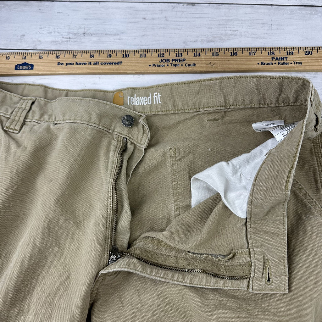 Carhartt Relaxed Fit Utility Pants Size 40x32 Tan Brown Workwear (measures 39x30