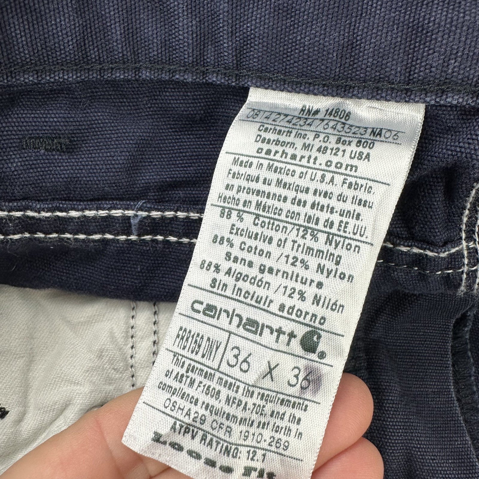 Carhartt FR FRB159 NVY Pants Mens 36x36 Blue utility Loose Fit