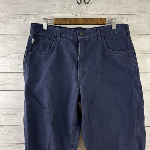 Carhartt FR FRB159 NVY Pants Mens 36x36 Blue utility Loose Fit