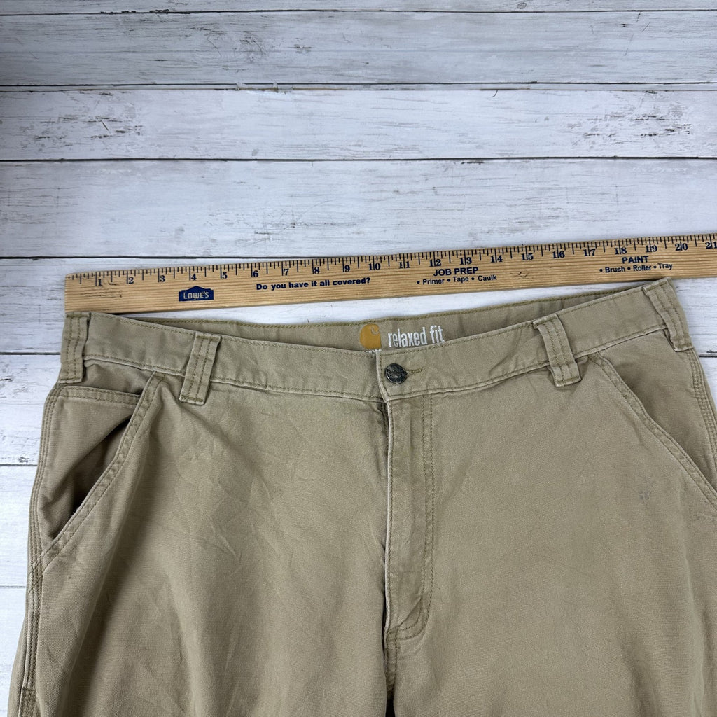 Carhartt Relaxed Fit Utility Pants Size 40x32 Tan Brown Workwear (measures 39x30