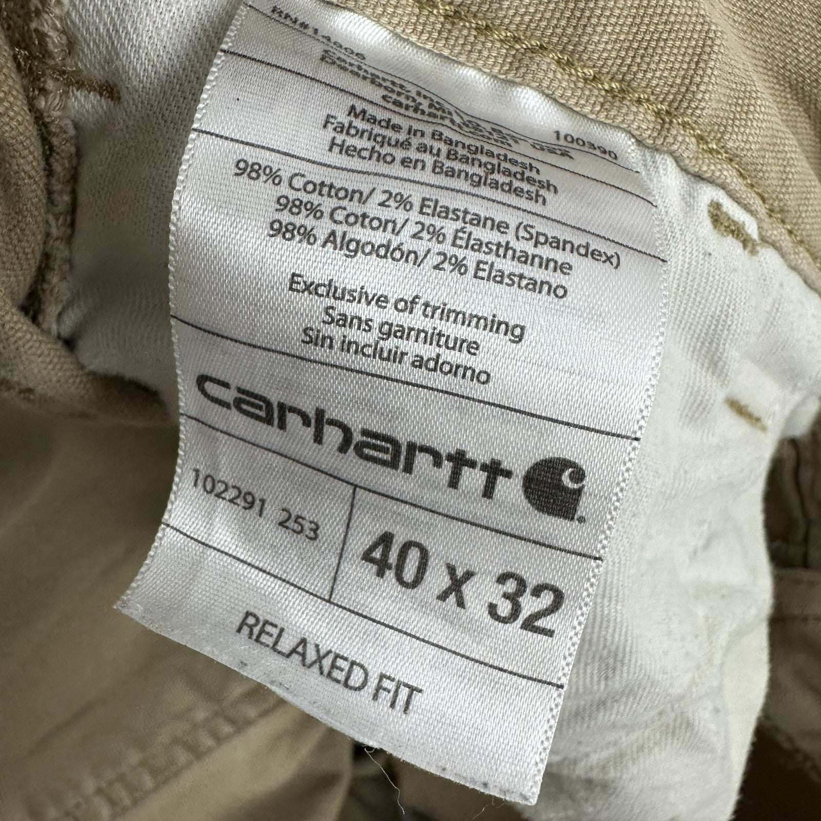 Carhartt Relaxed Fit Utility Pants Size 40x32 Tan Brown Workwear (measures 39x30