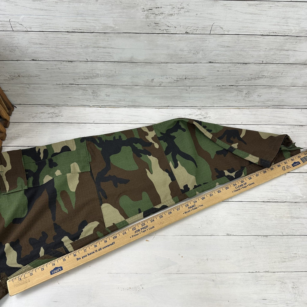 US Military Pants Mens Medium Long Brown Green Woodland Camo Tru Spec BDU 34x33"