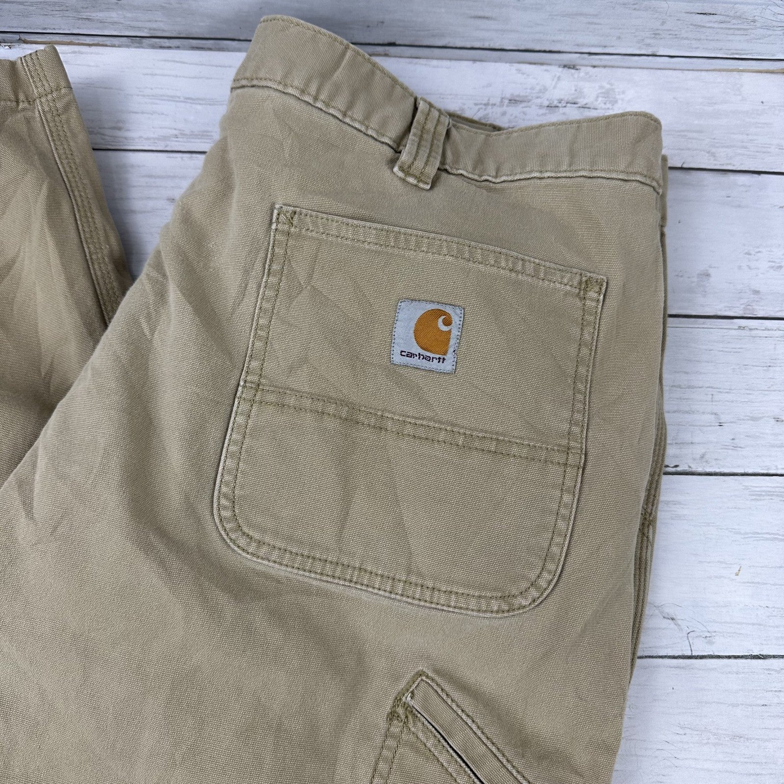 Carhartt Relaxed Fit Utility Pants Size 40x32 Tan Brown Workwear (measures 39x29