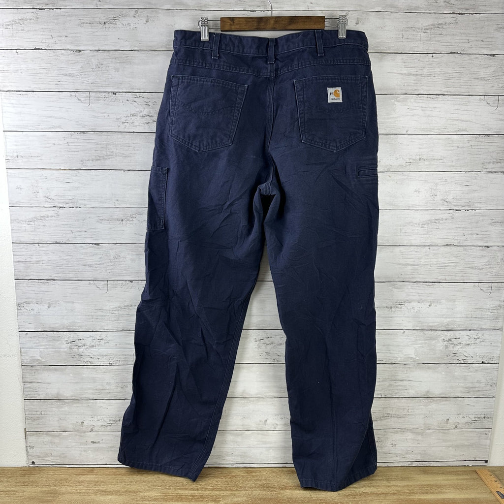 Carhartt FR FRB159 NVY Pants Mens 36x36 Blue utility Loose Fit