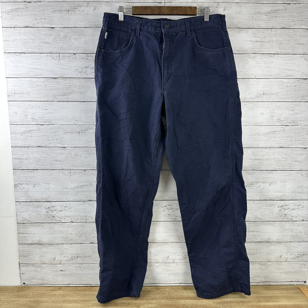 Carhartt FR FRB159 NVY Pants Mens 36x36 Blue utility Loose Fit