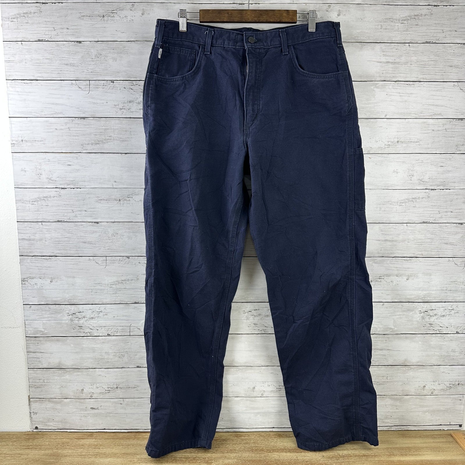 Carhartt FR FRB159 NVY Pants Mens 36x36 Blue utility Loose Fit