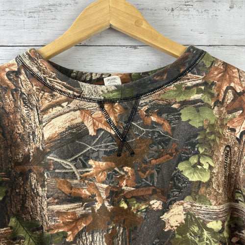 Brents Mens MED Photoflauge Sweatshirt Hunting Outdoor Camo Forest Brown Green