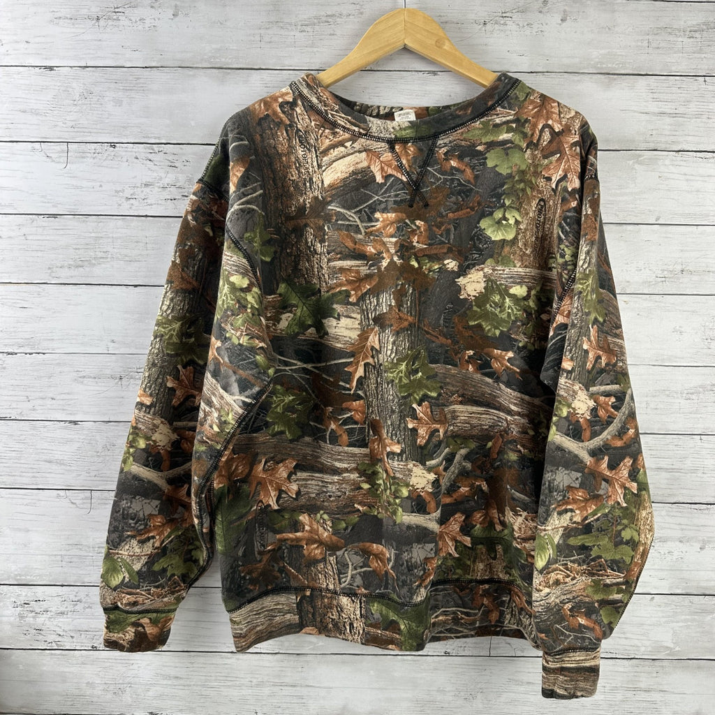 Brents Mens MED Photoflauge Sweatshirt Hunting Outdoor Camo Forest Brown Green