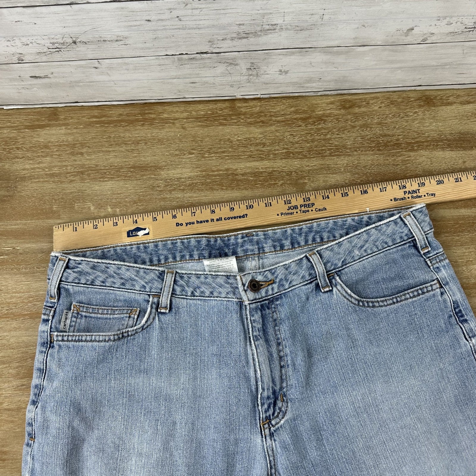 Carhartt WB050 Curvy Fit blue jeans Womens 16x30 (38x29") distressed