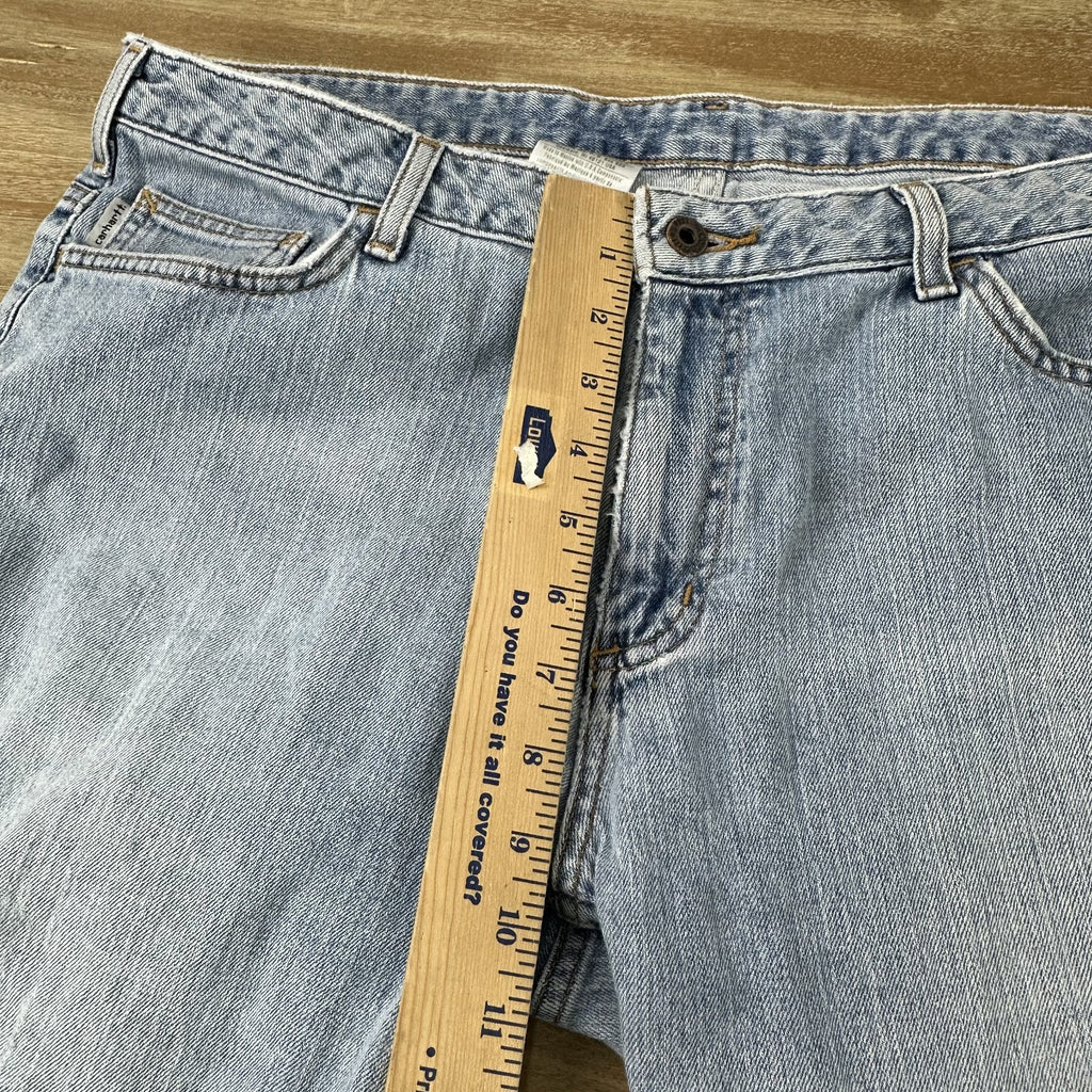 Carhartt WB050 Curvy Fit blue jeans Womens 16x30 (38x29") distressed