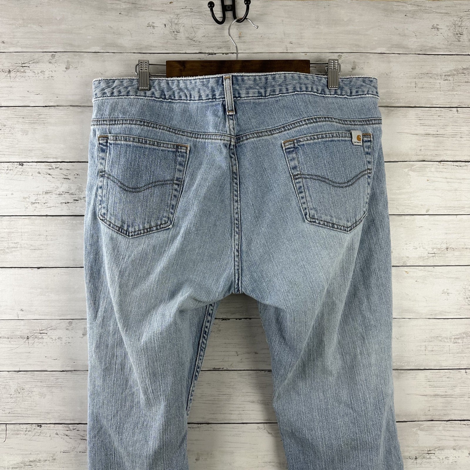Carhartt WB050 Curvy Fit blue jeans Womens 16x30 (38x29") distressed