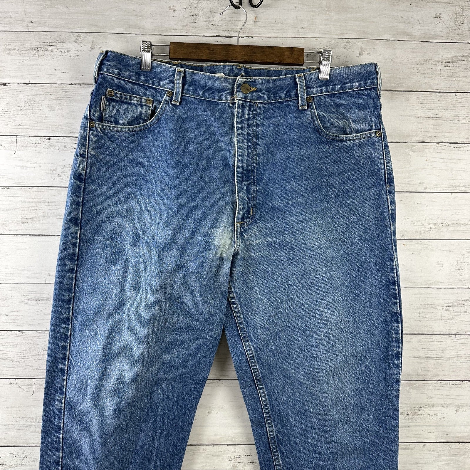 Carhartt B17 DST Jeans Mens 40x34 Blue denim workwear Work Relaxed