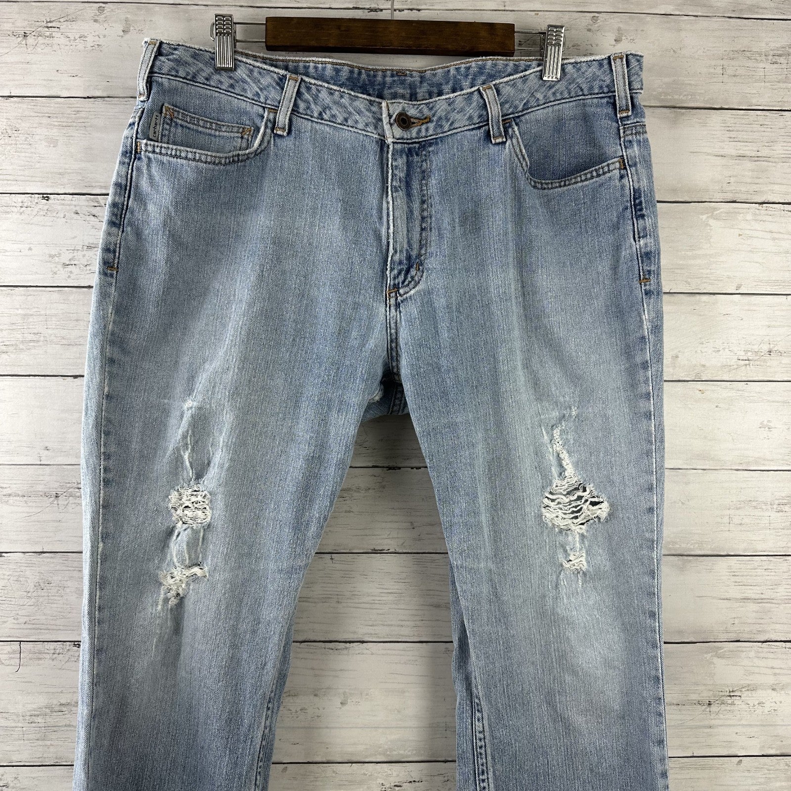 Carhartt WB050 Curvy Fit blue jeans Womens 16x30 (38x29") distressed