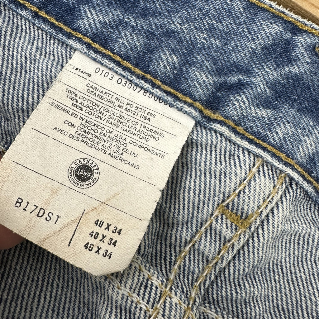 Carhartt B17 DST Jeans Mens 40x34 Blue denim workwear Work Relaxed