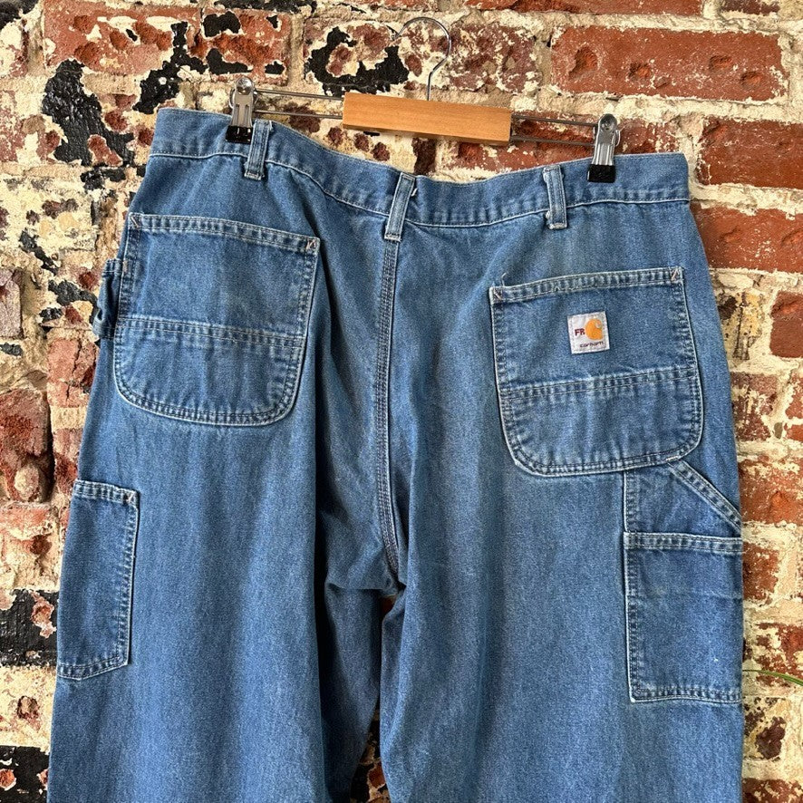 Carhartt Carpenter Jeans FRB13-DNM Mens 40x32 FR Flame Resistant Denim Loose