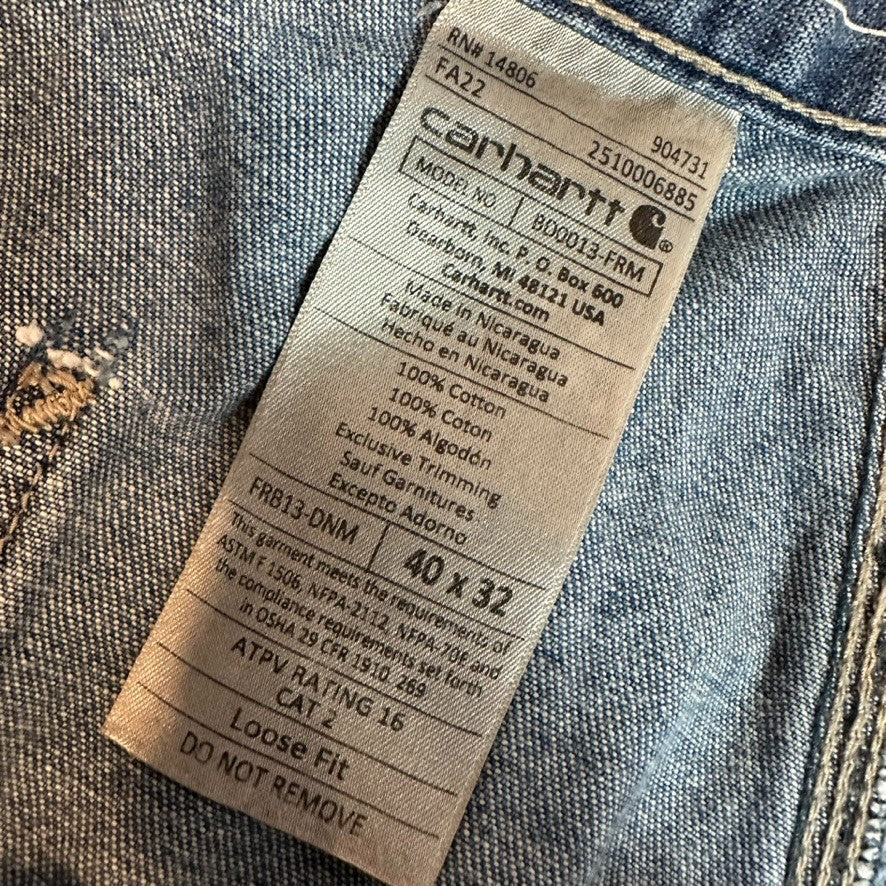 Carhartt Carpenter Jeans FRB13-DNM Mens 40x32 FR Flame Resistant Denim Loose