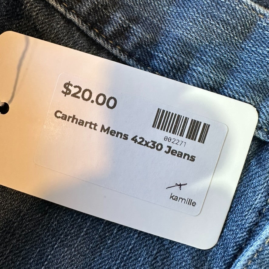 Carhartt Jeans Mens 42x30 Blue denim (measures 42x29.5) workwear 5 pocket