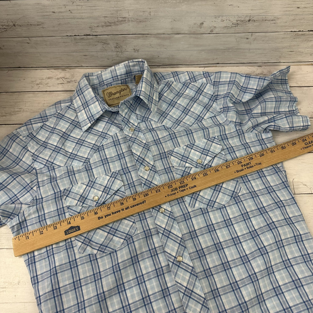 Wrangler Shirt Mens Medium Short Sleeve Button Up Pocket Rockabilly Western Snap