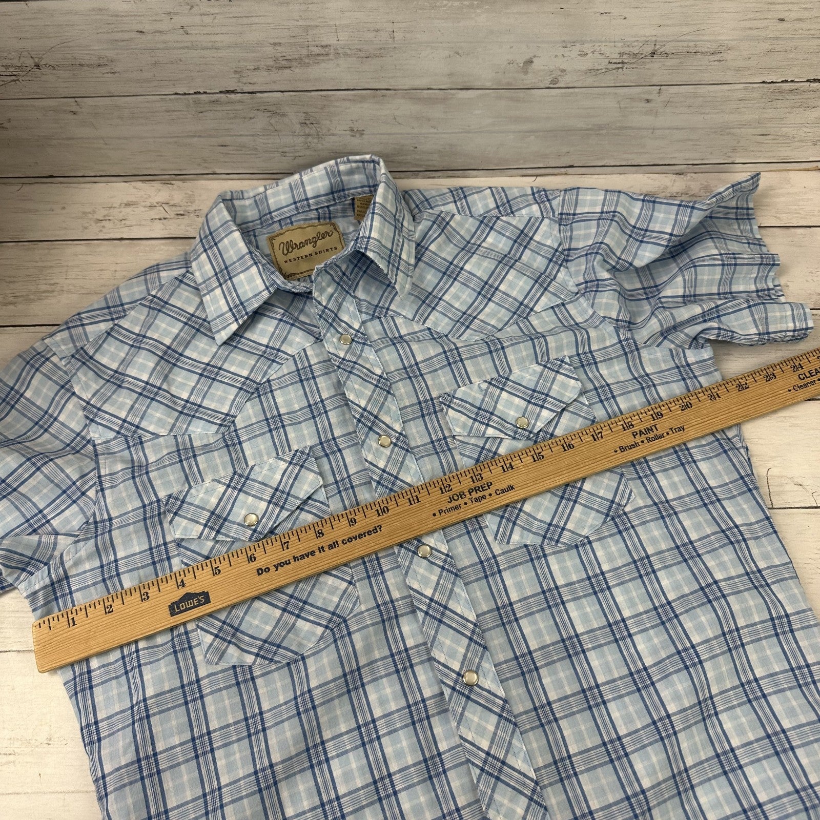 Wrangler Shirt Mens Medium Short Sleeve Button Up Pocket Rockabilly Western Snap
