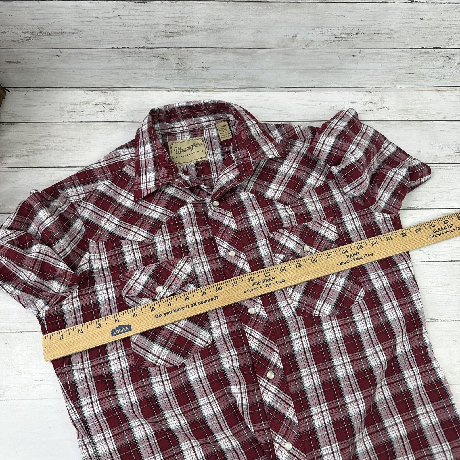 Wrangler Shirt Mens Medium Short Sleeve Button Up Pocket Rockabilly Western Snap