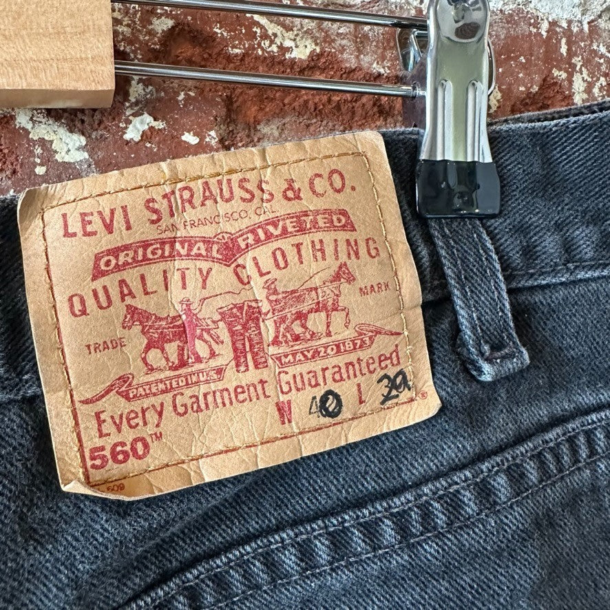 VTG Levis 560 Loose Fit Tapered Leg 40x29.5 Black Red Tab Jeans Levi's Levi
