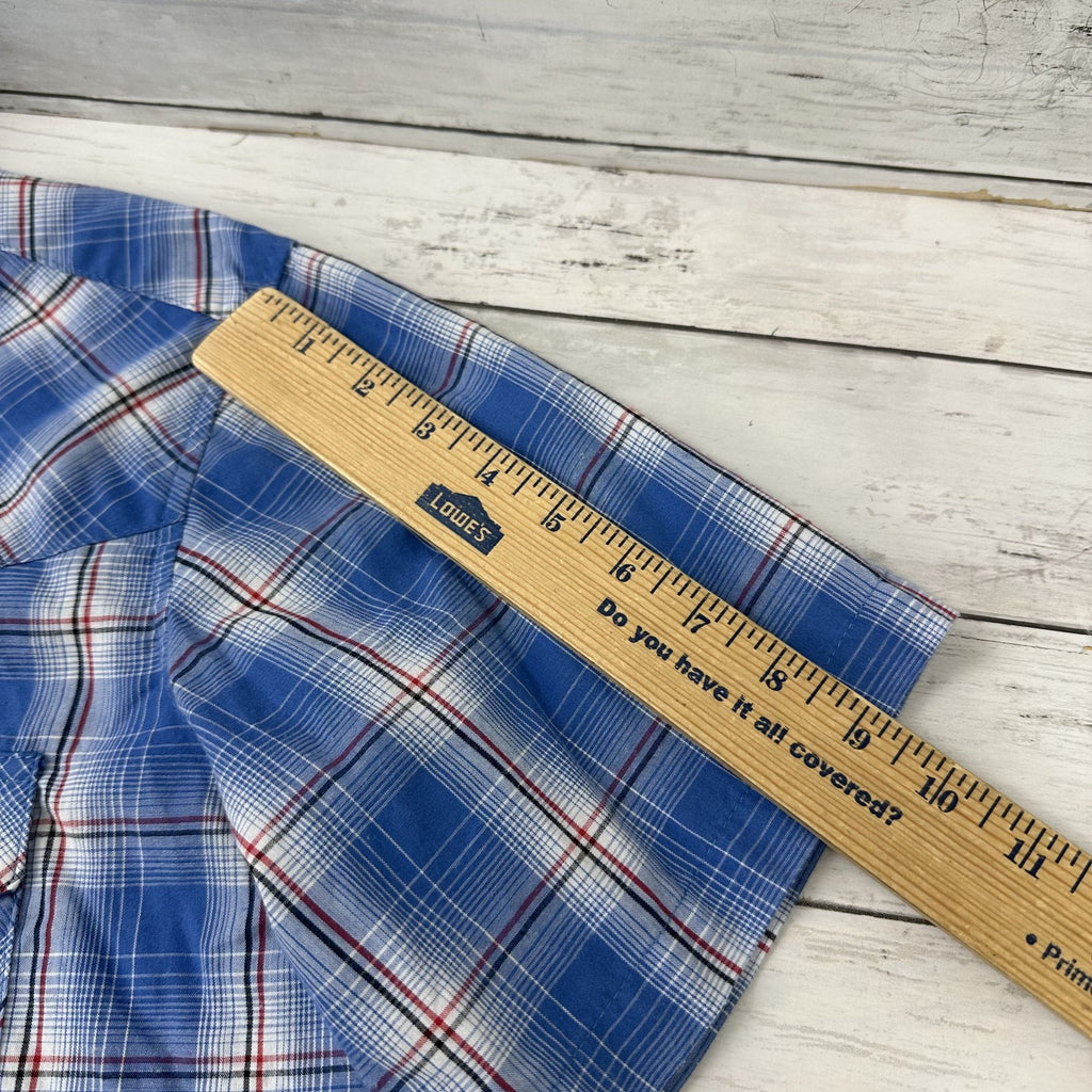 Wrangler Shirt Mens Medium Short Sleeve Button Up Pocket Rockabilly Western Snap