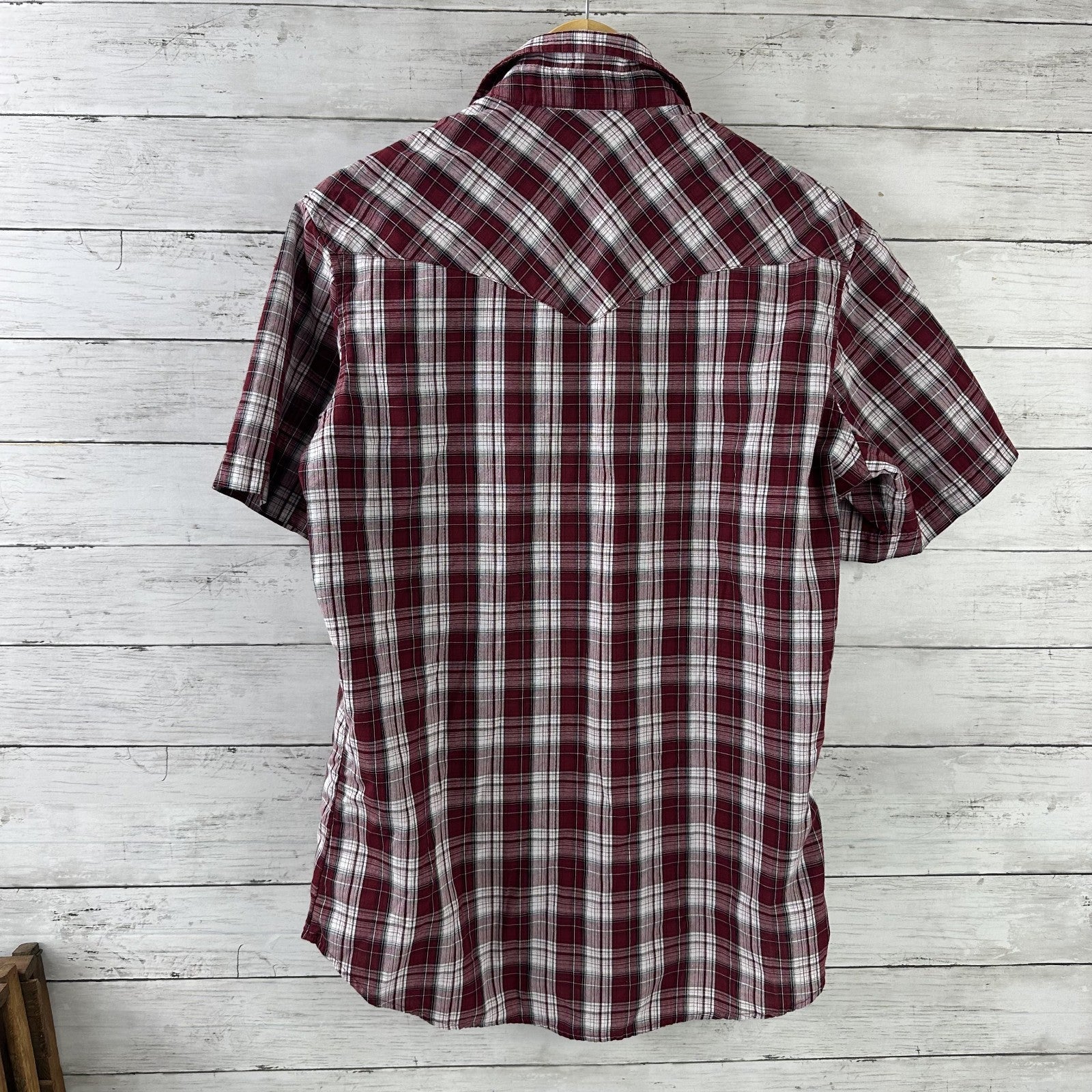 Wrangler Shirt Mens Medium Short Sleeve Button Up Pocket Rockabilly Western Snap