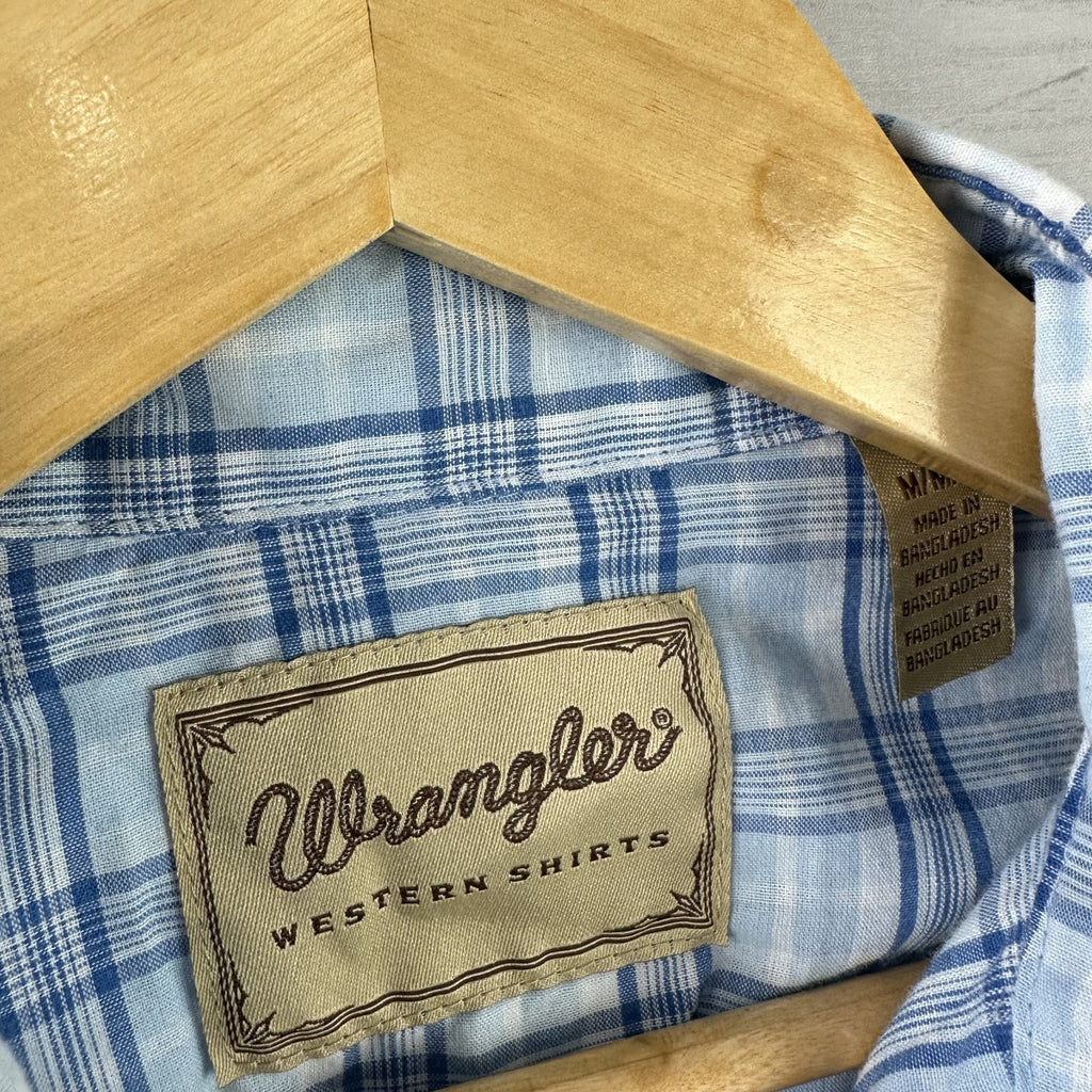 Wrangler Shirt Mens Medium Short Sleeve Button Up Pocket Rockabilly Western Snap