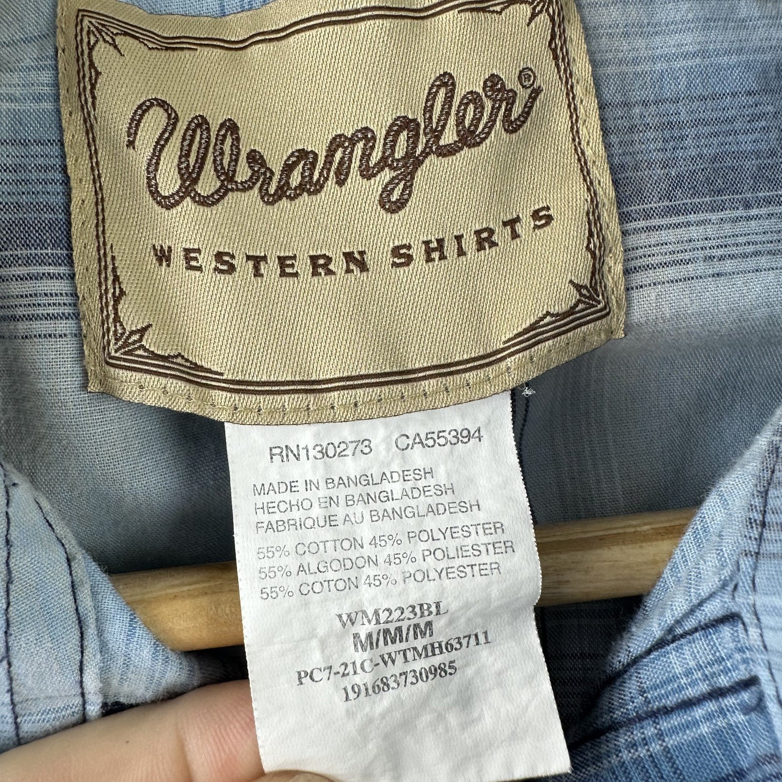 Wrangler Shirt Mens Medium Short Sleeve Button Up Pocket Rockabilly Western Snap