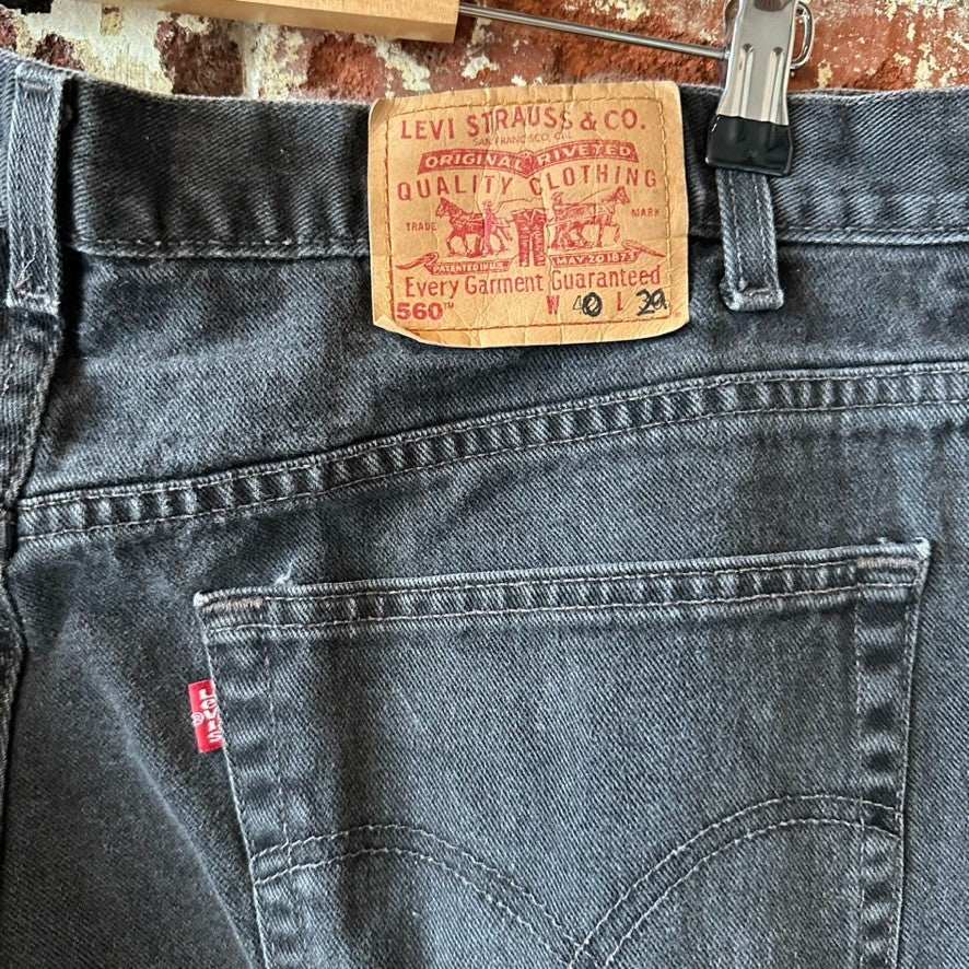 VTG Levis 560 Loose Fit Tapered Leg 40x29.5 Black Red Tab Jeans Levi's Levi