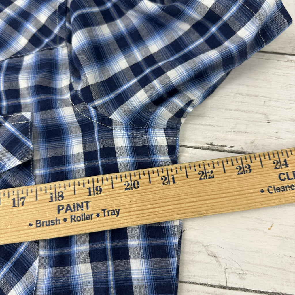 Wrangler Shirt Mens Medium Short Sleeve Button Up Pocket Rockabilly Western Snap
