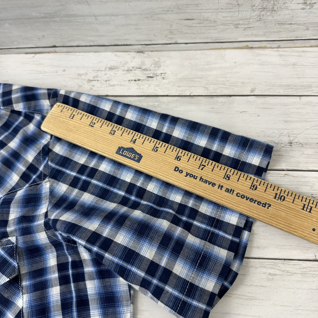 Wrangler Shirt Mens Medium Short Sleeve Button Up Pocket Rockabilly Western Snap