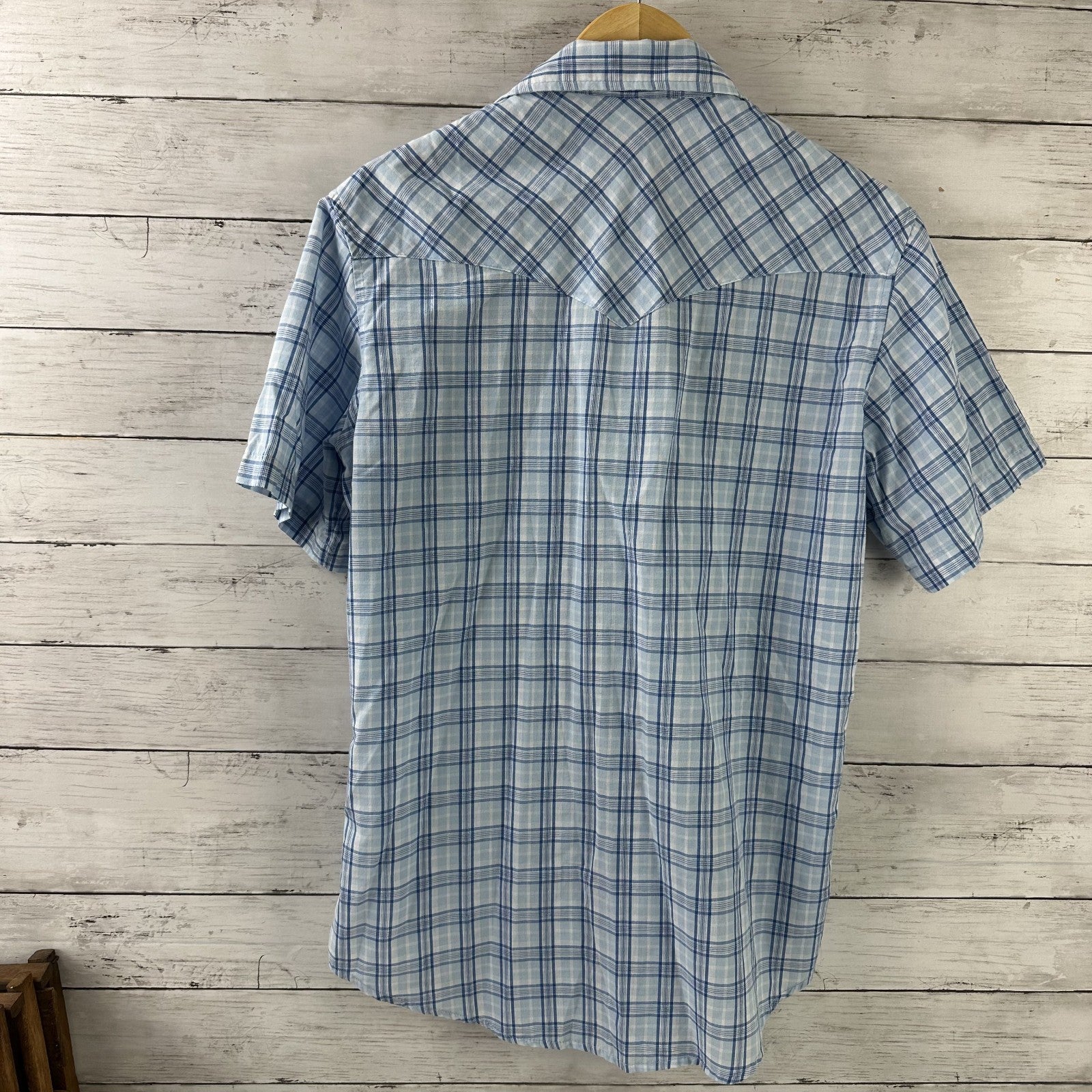 Wrangler Shirt Mens Medium Short Sleeve Button Up Pocket Rockabilly Western Snap