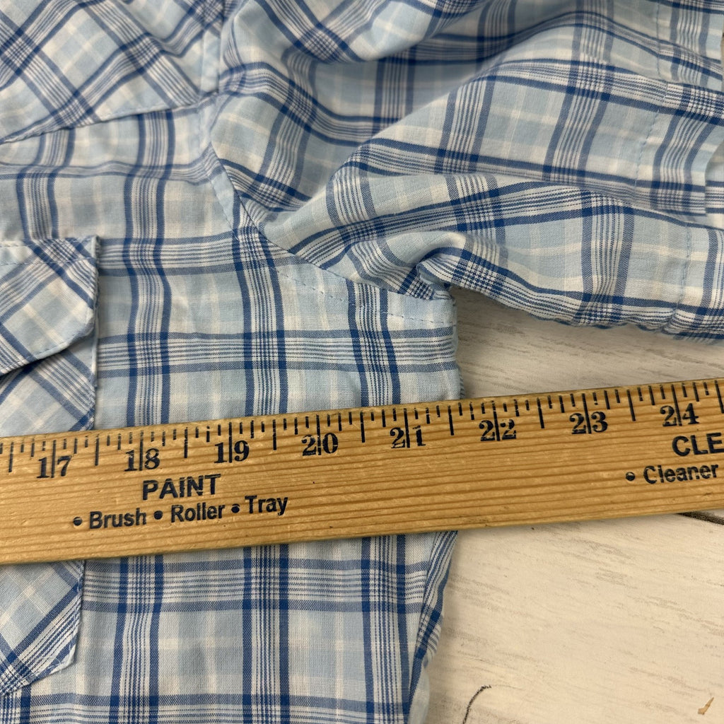 Wrangler Shirt Mens Medium Short Sleeve Button Up Pocket Rockabilly Western Snap