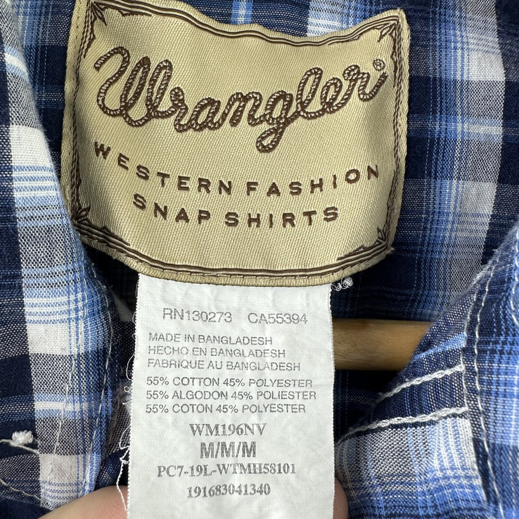 Wrangler Shirt Mens Medium Short Sleeve Button Up Pocket Rockabilly Western Snap