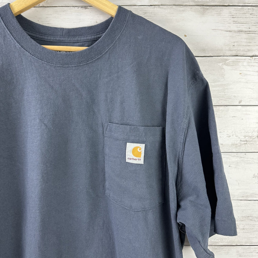 Carhartt Men's Large Loose Fit Short Sleeve Pocket T Shirt Blue K87 BLS